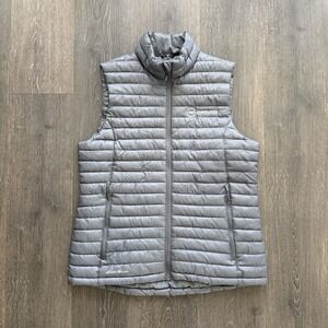 Eddie Bauer Puffer Vest Men L Gray Full Zip Quilted Packable Lightweight Outdoor